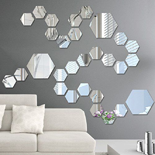  Vipeco 10pcs Silver Mirror Acrylic Wall Sticker DIY Art Vinyl Decal Home Decor M