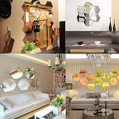  Vipeco 10pcs Silver Mirror Acrylic Wall Sticker DIY Art Vinyl Decal Home Decor M