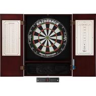 Viper Metropolitan Solid Wood Cabinet & Sisal/Bristle Dartboard Ready-to-Play Bundle: Elite Set (Razorback Dartboard, Darts and Laser Throw Line), Mahogany Finish