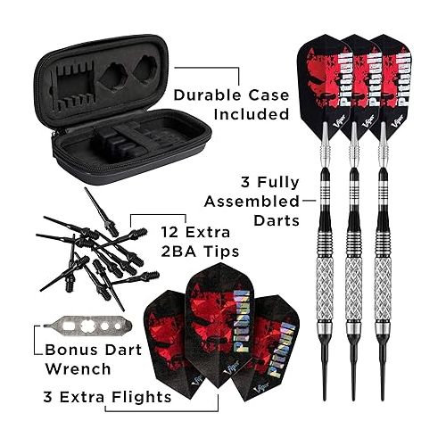  Viper Pitbull 90% Tungsten Soft Tip Darts with Storage/Travel Case, 18 Grams