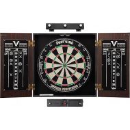 Viper Stadium Cabinet & Shot King Sisal/Bristle Dartboard Ready-to-Play Bundle with Two Sets of Steel-Tip Darts, Throw Line, and Dry Erase Scoreboards, Walnut Finish