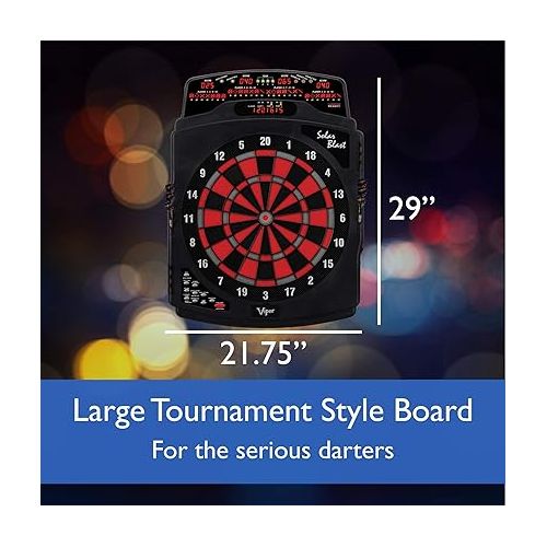  Viper Solar Blast Electronic Dartboard Deluxe Size Over 55 Games Overhead 4-Panel Auto-Scoring LED Cricket Display with Impact-Tough Nylon Target for Lasting Durability Fewer Bounce Outs with Soft Tip Darts