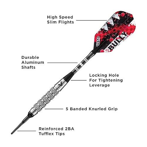  Viper Bully 80% Tungsten Soft Tip Darts with Storage/Travel Case, 18 Grams