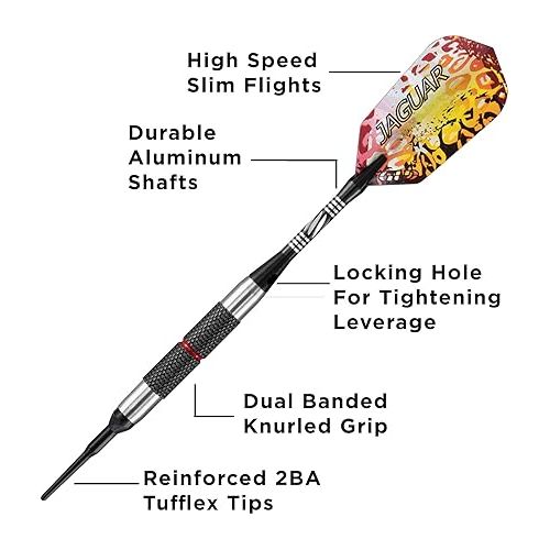  Viper Jaguar 80% Tungsten Soft Tip Darts with Storage/Travel Case, 18 Grams