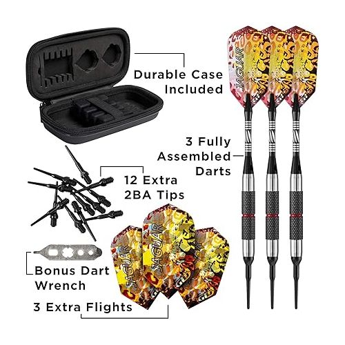  Viper Jaguar 80% Tungsten Soft Tip Darts with Storage/Travel Case, 18 Grams