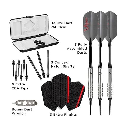  Viper V-Factor 90% Tungsten Soft Tip Darts with Storage/Travel Case