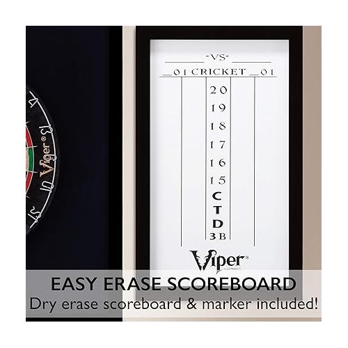  Viper Championship Wood Framed Dartboard Backboard Set, Mahogany Finish Black, 29“L x29“W x 1“H