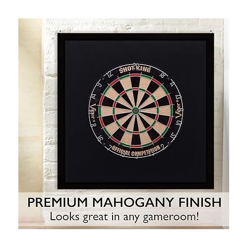  Viper Championship Wood Framed Dartboard Backboard Set, Mahogany Finish Black, 29“L x29“W x 1“H