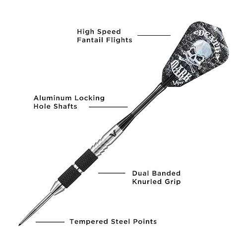  Viper by GLD Products Desperado 80% Tungsten Steel Tip Darts with Storage/Travel Case: Death Mark, 24 Grams , Black