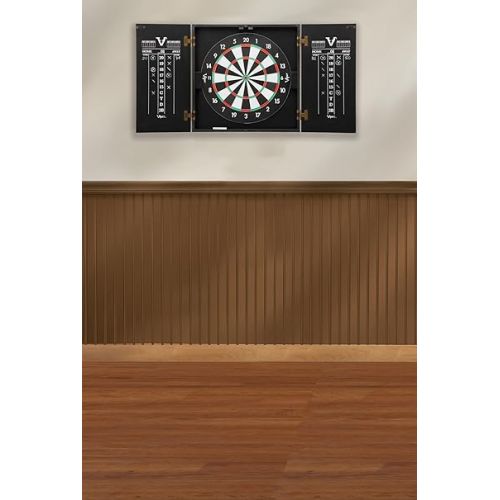  Viper Hideaway Cabinet & Steel-Tip Dartboard Ready-to-Play Bundle, Reversible Standard and Baseball Game Options with Two Sets of Steel-Tip Darts and Chalk Scoreboards, Black Matte Finish