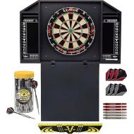 Viper by GLD Products Resolute Dart Backboard Ready to Play Bundle with League Sisal Dartboard, Throw Line, Steel Tip Darts in a Jar, with Spare Flights and Shafts, Black (42-9042)