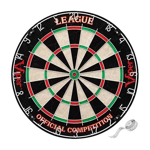  Viper by GLD Products Resolute Dart Backboard Ready to Play Bundle with League Sisal Dartboard, Throw Line, Steel Tip Darts in a Jar, with Spare Flights and Shafts, Black (42-9042)