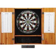 Viper Metropolitan Solid Wood Cabinet & Sisal/Bristle Dartboard Ready-to-Play Bundle: Elite Set (Razorback Dartboard, Darts and Laser Throw Line), Oak Finish