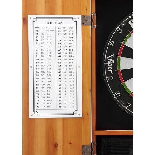  Viper Metropolitan Solid Wood Cabinet & Sisal/Bristle Dartboard Ready-to-Play Bundle: Elite Set (Razorback Dartboard, Darts and Laser Throw Line), Oak Finish