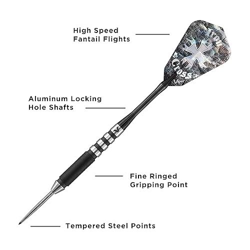  Viper Desperado 80% Tungsten Steel Tip Darts with Storage/Travel Case: Iron Cross