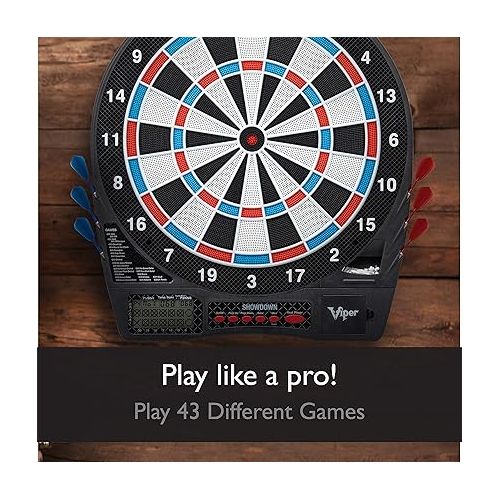  Viper Showdown Electronic Dartboard Sport Size Over 30 Games with 590 Options Automatic Scoring LCD Display Missed-Dart Catch Band Battery Operated Included Soft Tip Darts with Replacement Points