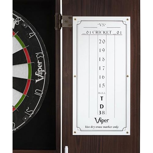  Viper Metropolitan Solid Wood Cabinet & Sisal/Bristle Dartboard Ready-to-Play Bundle: Elite Set (Razorback Dartboard, Darts and Laser Throw Line), Espresso Finish