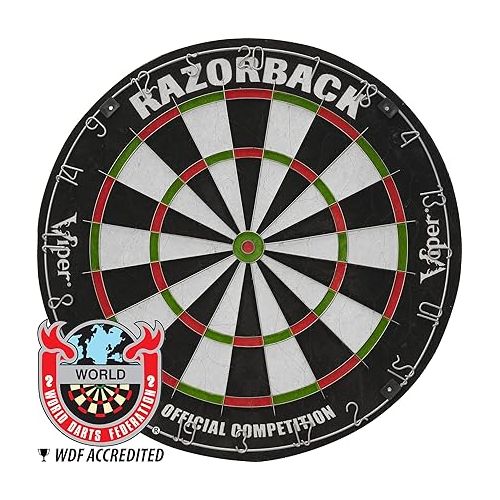  Viper Metropolitan Solid Wood Cabinet & Sisal/Bristle Dartboard Ready-to-Play Bundle: Elite Set (Razorback Dartboard, Darts and Laser Throw Line), Espresso Finish