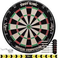 Viper by GLD Products Shot King Regulation Bristle Steel Tip Dartboard Set with Bullseye Metal Radial Spider Wire Compressed Sisal Board with Rotating Number Ring Includes 6 Darts Black