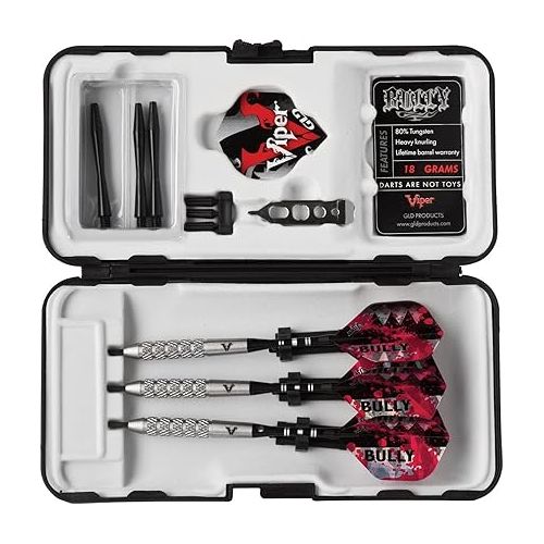  Viper Bully 80% Tungsten Steel Tip Darts with Storage/Travel Case, Coarse Knurling, 24 Grams,Silver