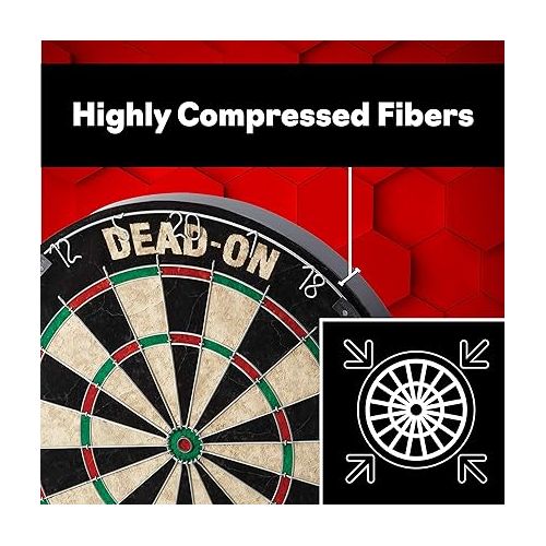  Viper Dead-On Tournament Bristle Steel Tip Dartboard Set with Staple-Free Bullseye, Metal Triangular Spider Wire for Reduced Bounce Outs and Increased Scoring; High-Grade Self-Healing Sisal Board