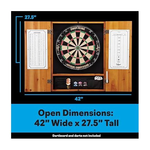  Viper Metropolitan Solid Wood Sisal/Bristle Steel Tip Dartboard Cabinet: Cabinet Only (No Dartboard), Oak Finish