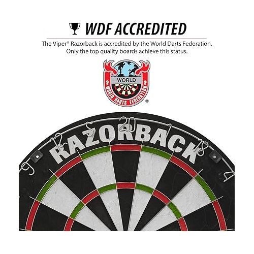  Viper Razorback WDF Accredited, Official Competition Bristle Steel Tip Dartboard Set w/ Staple-Free Razor Thin Spider Wire Self-Healing , Multicolored, One Size, 42-6006