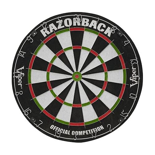  Viper Razorback WDF Accredited, Official Competition Bristle Steel Tip Dartboard Set w/ Staple-Free Razor Thin Spider Wire Self-Healing , Multicolored, One Size, 42-6006