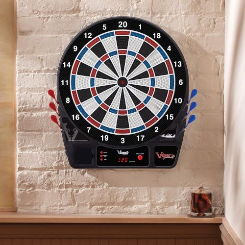  Viper by GLD Products Viper Vtooth 1000 Electronic Dartboard, App Integrated Scoring, 4 Player Multiplayer On A Single Device, Durbale Nylon-Tough Segments, Included Darts And Tips, Red White And Blue C