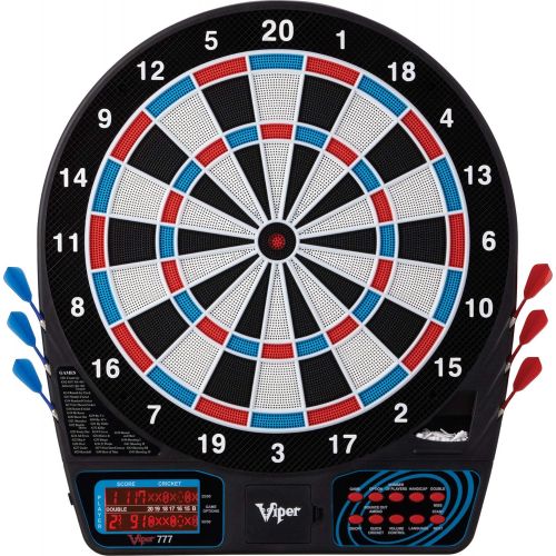  Viper by GLD Products Viper 777 Electronic Dartboard, Easy To Use Button Interface, Red White And Blue Segments, Double Height Cricket Scoreboard, Quick Cricket Key Gets You Into The Game Faster, 43 Gam