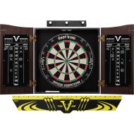 Viper by GLD Products Viper Vault Cabinet & Shot King SisalBristle Dartboard Ready-to-Play Bundle with Two Sets of Steel-Tip Darts, Throw Line, and Dry Erase Scoreboards, Walnut Finish
