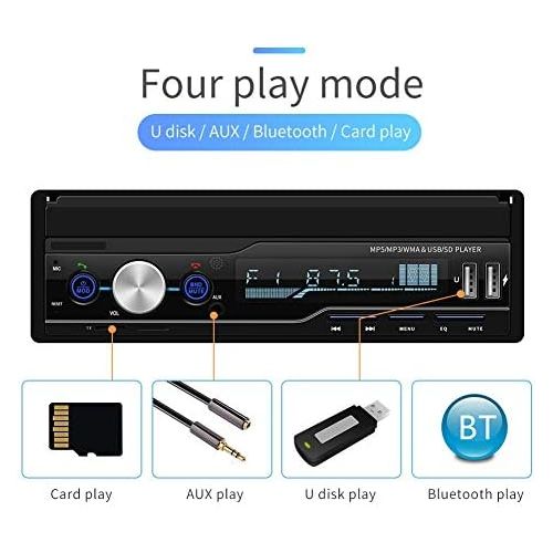  Vipxyc 7 Inch Car DVD/CD Player, Retractable Navigation Bluetooth Car Radio with Reversing Camera Kit, MP5 Touchscreen Radio Player Supports RM/RMVB/AVI/MP4/WAV/APE Format (DVD/CD