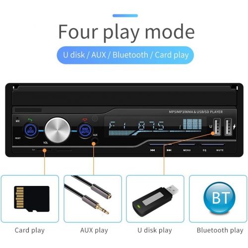  Vipxyc 7 Inch Car DVD/CD Player, Retractable Navigation Bluetooth Car Radio with Reversing Camera Kit, MP5 Touchscreen Radio Player Supports RM/RMVB/AVI/MP4/WAV/APE Format (DVD/CD