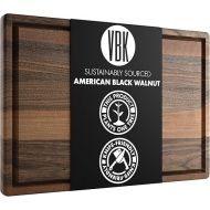 Made in USA Black Walnut Wood Cutting Board by Virginia Boys Kitchens - Butcher Block Wooden Carving Board with Juice Well made from Sustainable Hardwood (17x11)