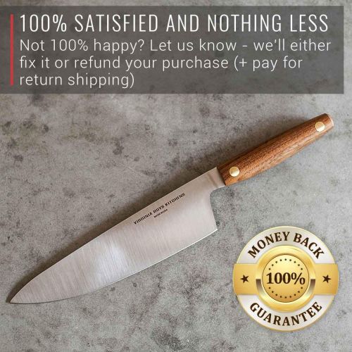  Virginia Boys Kitchens 8 Inch Chef Knife Made in USA - Professional Stainless Steel Full Tang Blade with Walnut Wood Handle