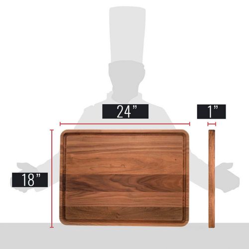  Large Walnut Wood Cutting Board by Virginia Boys Kitchens - 17x11 American Hardwood Chopping and Carving Countertop Block with Juice Drip Groove