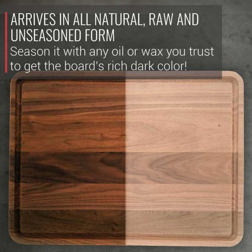  Large Walnut Wood Cutting Board by Virginia Boys Kitchens - 17x11 American Hardwood Chopping and Carving Countertop Block with Juice Drip Groove