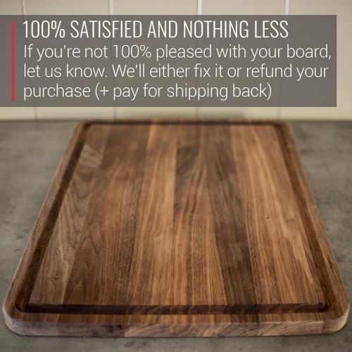  Large Walnut Wood Cutting Board by Virginia Boys Kitchens - 17x11 American Hardwood Chopping and Carving Countertop Block with Juice Drip Groove