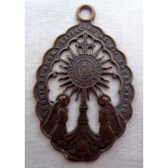 VirgoPotensSupplies Bronze Angels Adoring Our Lord in the Monstrance Blessed Sacrament Holy Eucharist Medal VP756