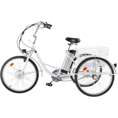  Viribus 3 Wheel Electric Bike for Adults with 250w Motor, Bike Tube, Removable 36V 10Ah Lithium Battery, Adult Tricycle with Adjustable Cruiser Bike Seat and Bike Basket, Exercise