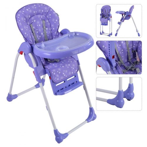  VirtualSurround Adjustable Baby High Chair Infant Toddler Feeding Booster Seat Folding Purple