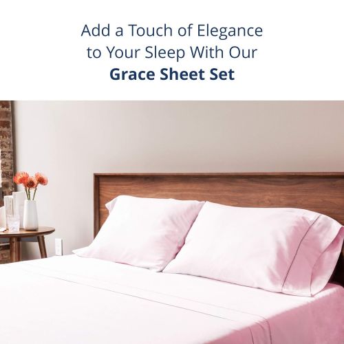  ViscoSoft Grace Premium Microfiber Pink Sheet Set Full - 16 Deep Pockets - Embellished Lacing - 4-Piece Set