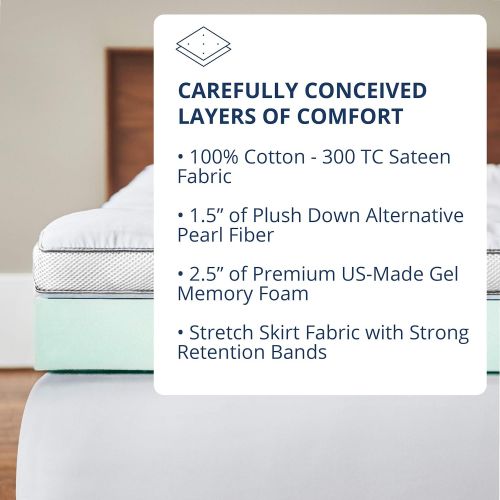  [아마존 핫딜] [아마존핫딜] ViscoSoft 4 Inch Pillow Top Gel Memory Foam Mattress Topper Twin XL | Serene Dual Layer Mattress Pad