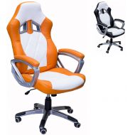 Viscologic ViscoLogic Series YF-2710 WO Gaming Racing Style Swivel Office Chair, WHITE/Orange