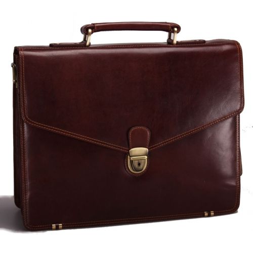  Visconti Leather Thor Front Lock Mens Business Case, Brown