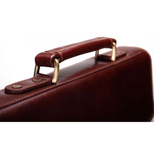  Visconti Leather Thor Front Lock Mens Business Case, Brown