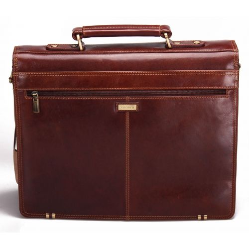  Visconti Leather Thor Front Lock Mens Business Case, Brown