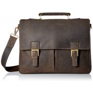 Visconti Berlin Leather Twin Buckle Briefcase with Detachable Strap, Brown
