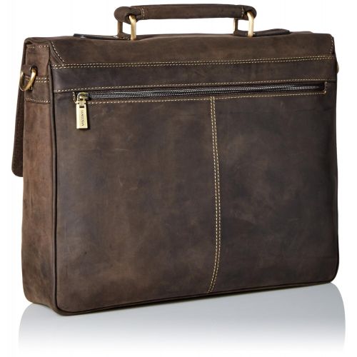  Visconti Berlin Leather Twin Buckle Briefcase with Detachable Strap, Brown