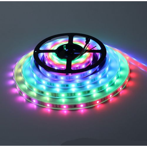  Visdoll WS2811 Pixels RGB Led Light Strip Waterproof, 16.4ft 150Leds WS2811 SMD 5050 Addressable Programmable Dream Color Chasing Led Light Tape DC 12V (White PCB)